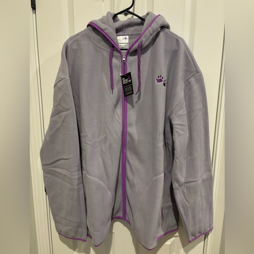 Lavender Paw Trimmed Polar Fleece Jacket Animal Rescue 5X